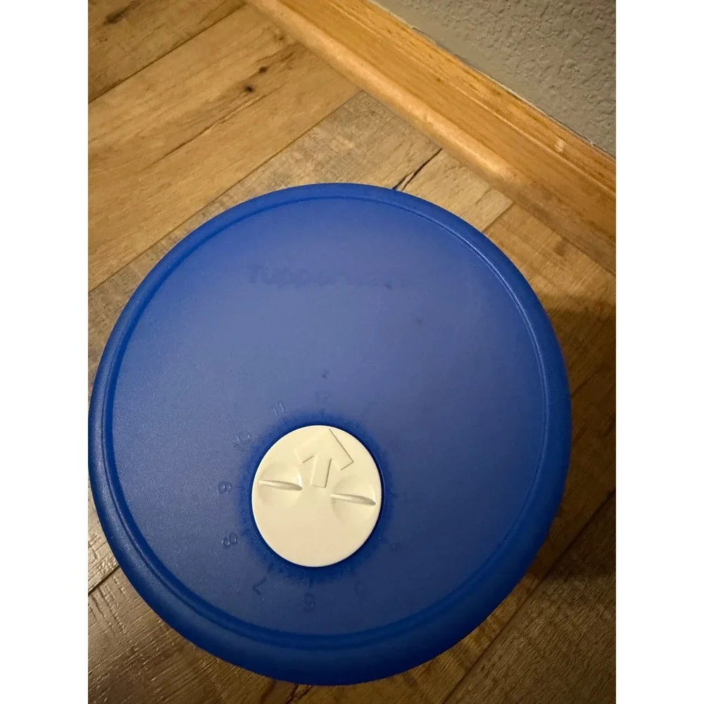 Tupperware Freezer Mates Round Container Blue Lid w/ Date Dial Storage Canister